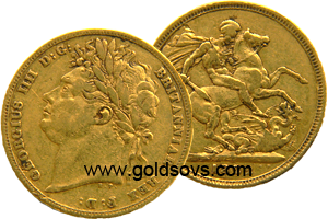George IIII 1825 Gold Sovereign Laureate