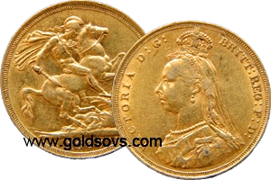 Sydney gold Sovereign Jubilee head 1890